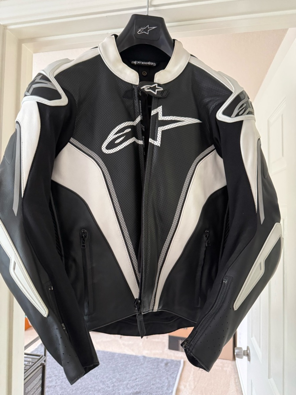 Alpinestars Black and White Racing Leather Jacket